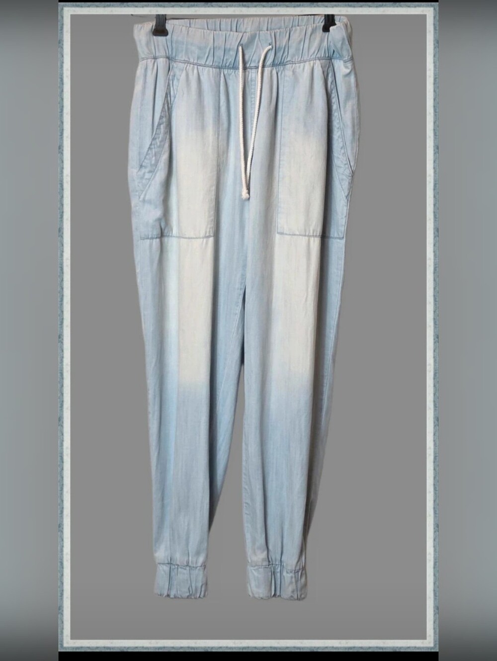 Soft Surroundings "Just Living" Tencel Utility Jogger Pants -Pale Denim Wash